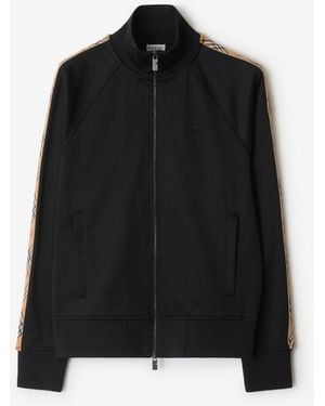Burberry Check Trim Cotton Blend Track Jacket - Black