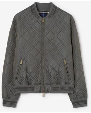 Burberry Micro Check-Stitch Rakewood Bomber Jacket - Grey