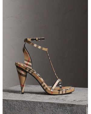 Burberry Vintage Check Cotton High-heel Sandals - Multicolour