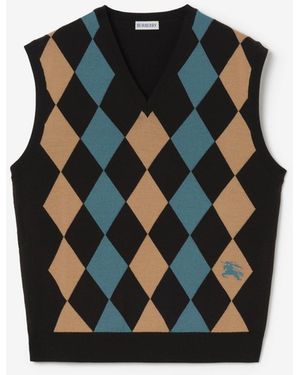 Burberry Argyle Wool Jumper Vest - Black
