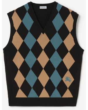 Burberry Argyle Wool Jumper Vest - Black