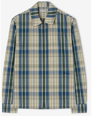 Burberry Check Cotton Linen Overshirt - Blue