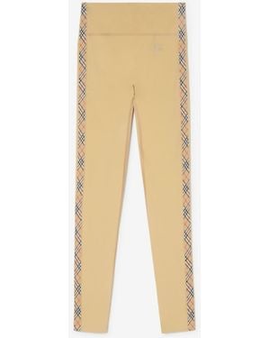Burberry Check Trim Stretch Nylon Leggings - Natural