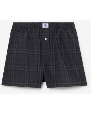 Burberry Check Cotton Boxer Shorts - Blue