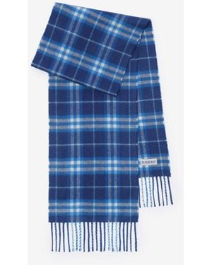 Burberry Childrens Check Cashmere Scarf - Blue