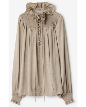 Burberry Geometric Silk Blouse - Natural