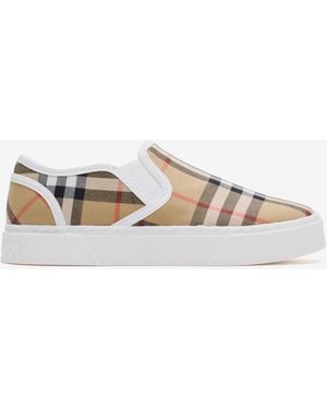 Burberry Childrens Check Cotton Slip-On Trainers - Multicolour