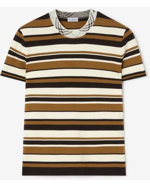 Burberry Striped Wool Blend T-Shirt - Brown