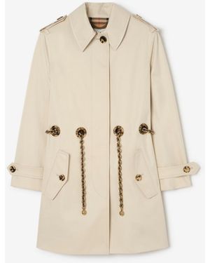 Burberry Short Gabardine Stonehaven Car Coat - Natural
