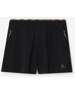 Burberry Check Trim Stretch Nylon Shorts - Black