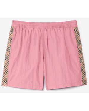 Burberry Check Trim Swim Shorts - Pink