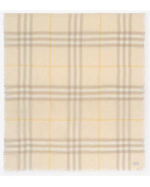 Burberry Wide Check Wool Scarf - Natural