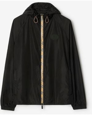 Burberry Checker-Tape Nylon Hooded Jacket - Black