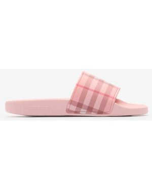 Burberry Childrens Check Slides - Pink