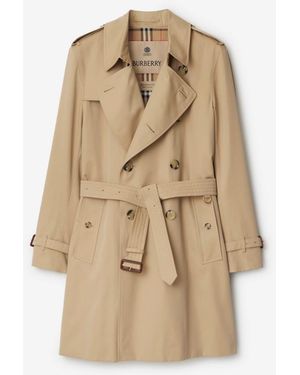 Burberry Mid-Length Kensington Heritage Trench Coat - Natural