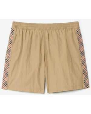 Burberry Check Trim Swim Shorts - Natural