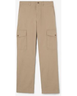 Burberry Cotton Twill Cargo Trousers - Natural