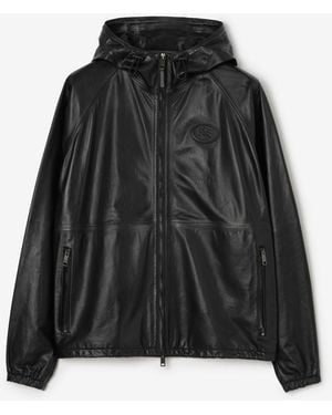 Burberry Leather Clapton Hooded Jacket - Black