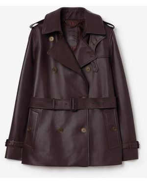 Burberry Leather Kensington Trench Jacket - Brown