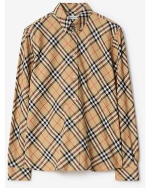 Burberry Relaxed Fit Check Cotton Flannel Shirt - Natural
