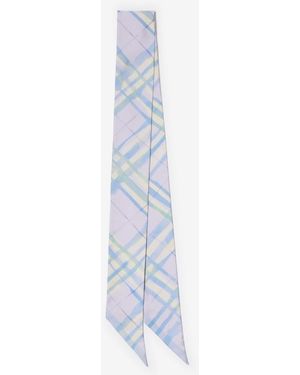 Burberry Skinny Watercolour Check Silk Scarf - Blue