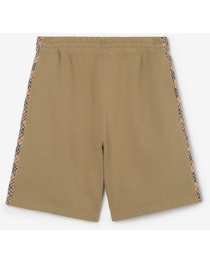 Burberry Check Trim Cotton Shorts - Natural