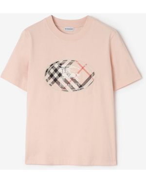 Burberry Check Knight Stamp Cotton T-Shirt - Pink