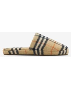 Burberry Check Wool Blend Slippers - Neutre