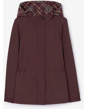 Burberry Reversible Check Nylon Hooded Jacket - Purple