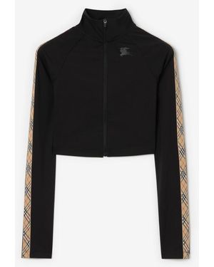 Burberry Stretch Nylon Cropped Track Jacket - Black