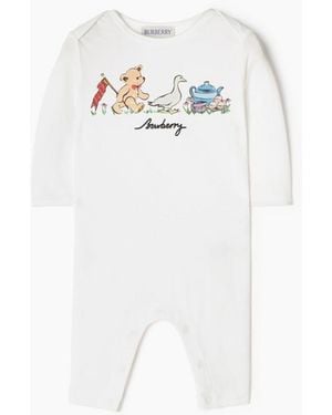 Burberry Childrens Thomas Bear & Friends Stretch Cotton Jumpsuit - White