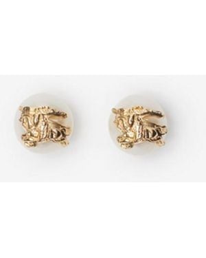 Burberry Ekd Sphere Pearl Stud Earrings - White