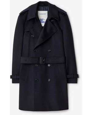 Burberry Mid-Length Cashmere Trench Coat - Blau