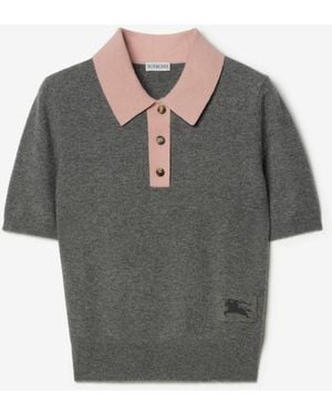 Burberry Cashmere Blend Polo Shirt - Grey