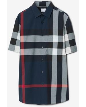 Burberry Somerton Checked Regular-fit Stretch-cotton Shirt - Blue