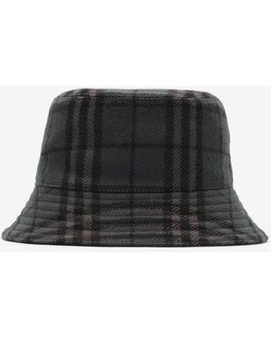 Burberry Reversible Check Wool Bucket Hat - Black