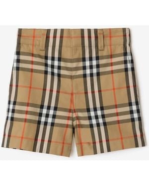 Burberry Childrens Check Cotton Shorts - Natural