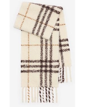 Burberry Check Alpaca Wool Blend Bouclé Scarf - Natural
