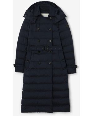 Burberry Long Nylon Audley Puffer Coat - Blue