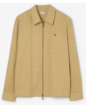 Burberry Check Cotton Zip Overshirt - Natural