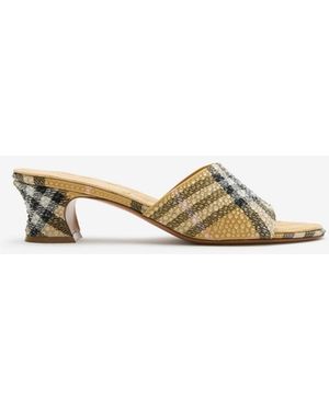 Burberry Rhinestone Check Sloane Mules - Metallic