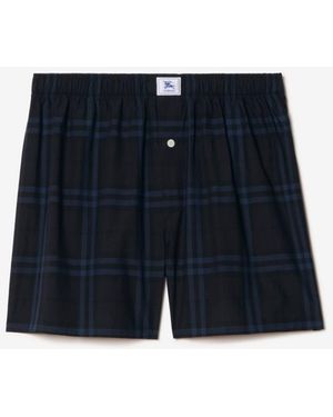 Burberry Check Cotton Boxer Shorts - Blue