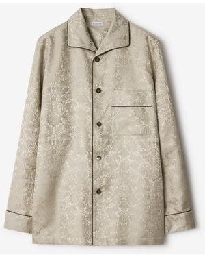 Burberry Sunflower Silk Pajama Shirt - Natural