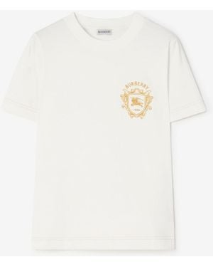 Burberry Knight Crest Cotton T-Shirt - White