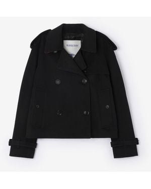 Burberry Cropped Cashmere Mayfair Trench Jacket - Black