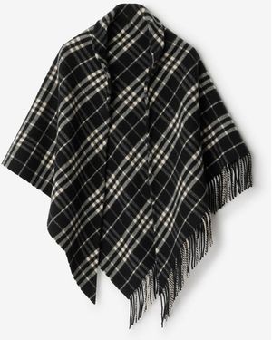 Burberry Check Wool Cashmere Cape - Black