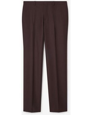 Burberry Striped Wool Mohair Tailored Trousers - Brown