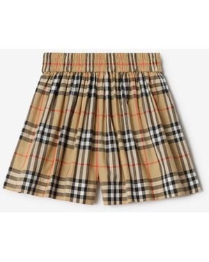 Burberry Childrens Check Cotton Shorts - Natural