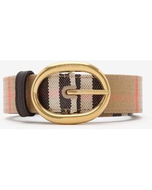Burberry Reversible Check Bloomsbury Belt - Natural