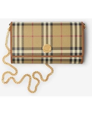 Burberry Check Chain Strap Wallet - Metallic